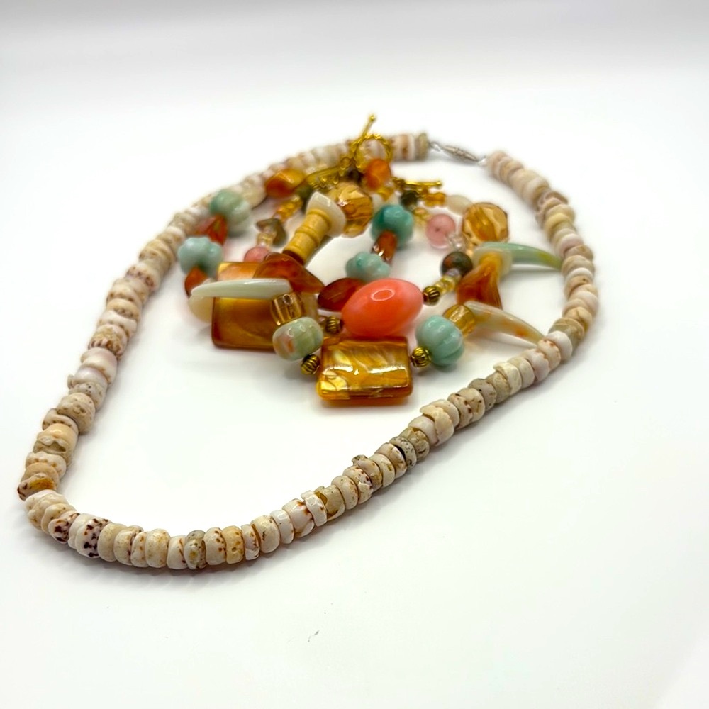 Beach Bundle Multicolor Beaded 3 Bracelets And Ne… - image 3